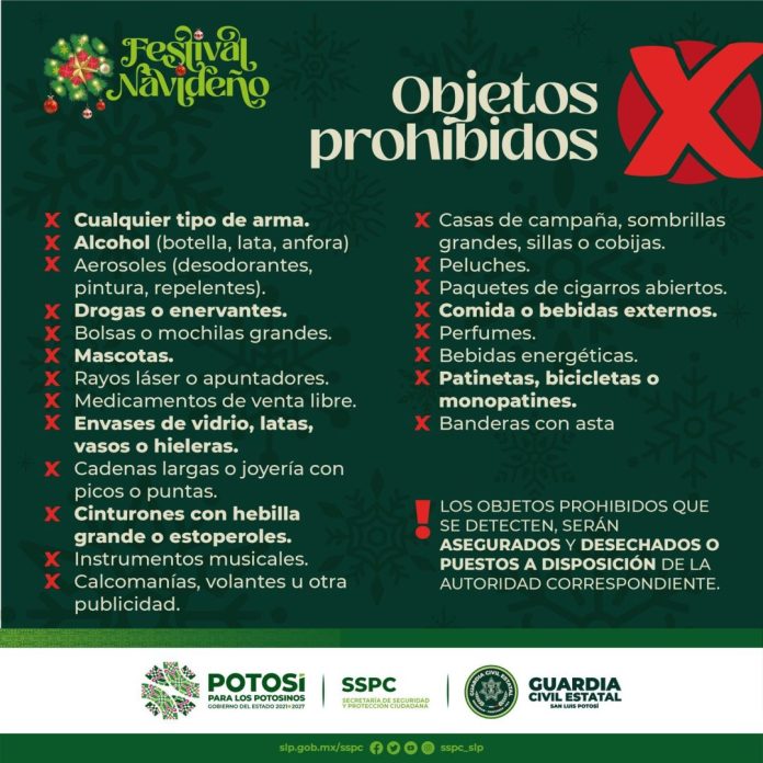 festival navideño objetos prohibidos
